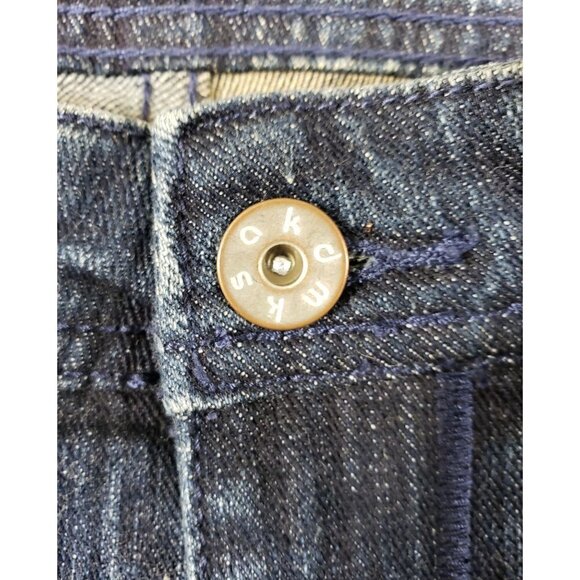 AKADEMIKS AKDMKS STAR LOGO Jean Sz 34 Logo Spell Out Boot Cut High Rise Blue NEW - Picture 12 of 12